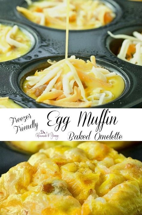 Freezer Friendly Egg Muffin Baked Omelette is the perfect grab and go breakfast. The classic omelette baked in a muffin tin. Baked Omelette Muffin, Muffin Omelette Recipe, Omelets In Muffin Tins, Denver Omelette Muffins, Muffin Omelette, Baked Omelette, Recipes Potato, Egg Muffin, Vegan Muffins