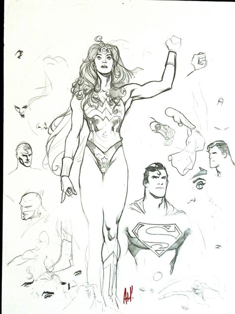 Wonder Woman Adam Hughes, Adam Hughes Wonder Woman, Adam Hughes Sketch, Adam Hughes Art, Woman Body Sketch, Comic Pencils, Dragon Punch, Wonder Woman Superman, Comic Art Sketch