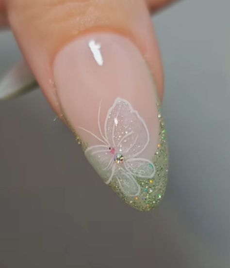 Tinker Bell Nails Designs, Fairy Tail Nails, Tinkerbell Nails, Fairytale Nails, Summer Nails Almond, Posh Nails, Different Types Of Nails, Acrylic Nails Coffin Short, Butterfly Nail