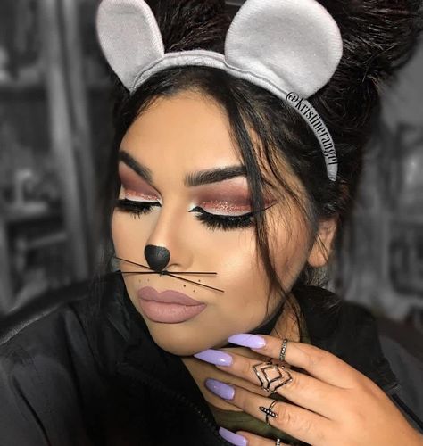 Mice Makeup Halloween, Leopard Makeup Halloween, Bunny Halloween Makeup, Mouse Make Up, Deer Halloween Makeup, Lion Makeup, Mouse Makeup, Peacock Halloween, Unicorn Makeup Halloween