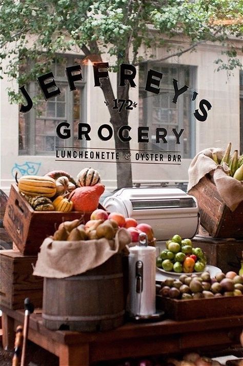 Grocery Store Design, Shop Fronts, Store Window, Cafe Shop, Shop Interiors, Okra, Shop Window, Grocery Shop, General Store