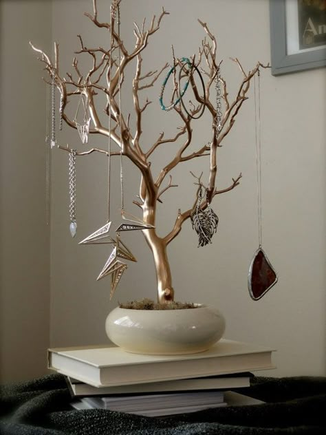 Jewelry tree Jewelry Tree Organizer, Diy Jewelry Tree Stand, Diy Tree Jewelry Holder, Jewelry Hanger Diy, Jewelry Tree Diy, Tree Jewelry Holder, Jewelry Tree Stand, Necklace Hanger, Diy Jewelry Holder