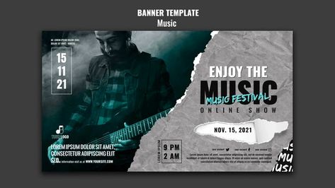 Free PSD | Music banner design template Music Banner Design, Pool Party Music, Concert Banner, Music Banner, Band Banners, Banners Music, Layout Web, Design Mockup Free, Youtube Banner Design