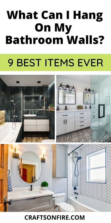 Here are the best things to hang on bathroom walls that are amazing. Each and every one of these ideas are affordable, easy to hang, and will make your bathroom decor look good. What To Put On Bathroom Walls, What To Hang In Bathroom, Hanging Pictures In Bathroom, Where To Hang Art In Bathroom, What To Hang On Bathroom Walls, Big Bathroom Wall Decor Ideas, Long Bathroom Wall Decor Ideas, How To Hang A Bathroom Mirror, Bathroom Wall Hangings