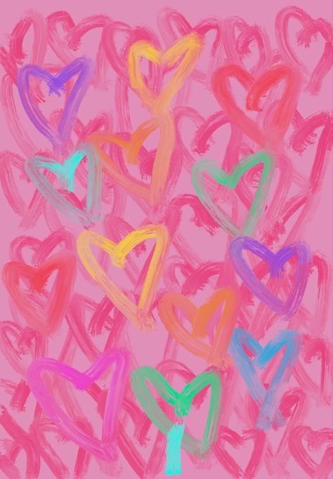 Preppy Highlight Covers, Preppy Colorful Wallpaper, Preppy Wallpaper Heart Aura, Preppy Heart Wallpaper, Preppy Pink Heart Wallpaper, Screensaver Collage, Preppy Wallpaper Tie Dye, Wallpaper Girly Iphone, Spray Paint Hearts Wallpaper