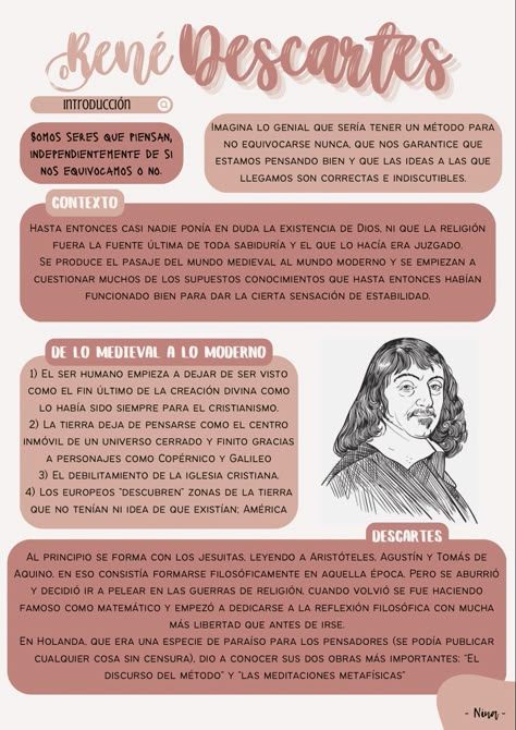 Introducción a Descartes. Filosofía/Psicología. Rene Descartes, Creative School Project Ideas, Study Stationery, Diary Ideas, Pisco, School Life, School Projects, Psychology, Sketch Book