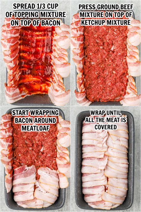 Bacon Wrapped Meatloaf Recipe - christmasonadime.com Meatloaf Wrapped In Bacon, Easy Crockpot Mac And Cheese Recipe, Bacon Wrapped Beef, Bacon Wrapped Recipes, Bacon Recipes For Dinner, Bacon Meatloaf, Bacon Wrapped Meatloaf, Make Bacon, Christmas Dinner Menu