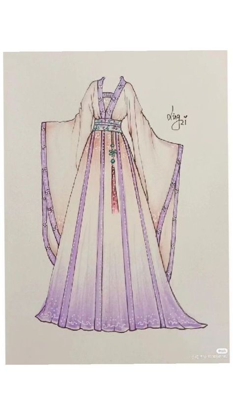 Chinese Anime Drawing, Chinese Clothing Drawing, Chinese Dress Drawing, Chinese Clothes Drawing, Japanese Fashion Illustration, Hanfu Drawing, Kimono Drawing, Fashion Illustration Collage, Pencil Dresses