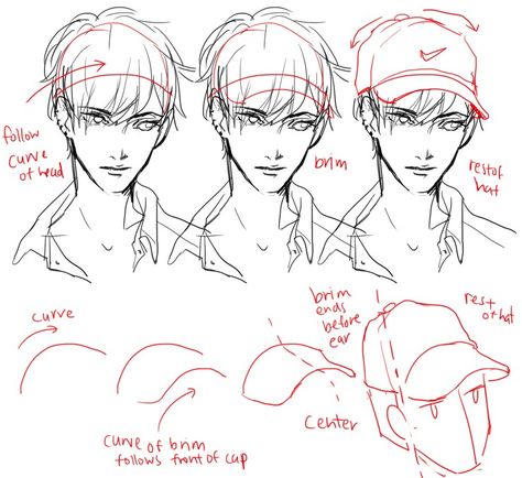 How to draw a cap Hat Reference, Draw Manga, Hat Tutorial, 캐릭터 드로잉, Poses References, Anime Drawings Tutorials, Drawing Practice, Drawing Tutorials, Digital Art Tutorial