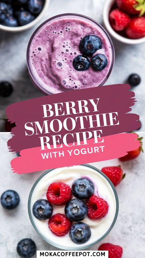 Berry Smoothie Recipe With Yogurt Recipe Smoothie Recipe With Yogurt, Yogurt Smoothie Recipes, Berry Smoothie With Yogurt, Acai Berry Smoothie, Smoothie With Yogurt, Recipe With Yogurt, Triple Berry Smoothie, Greek Yogurt Smoothie, Immune Boosting Smoothie