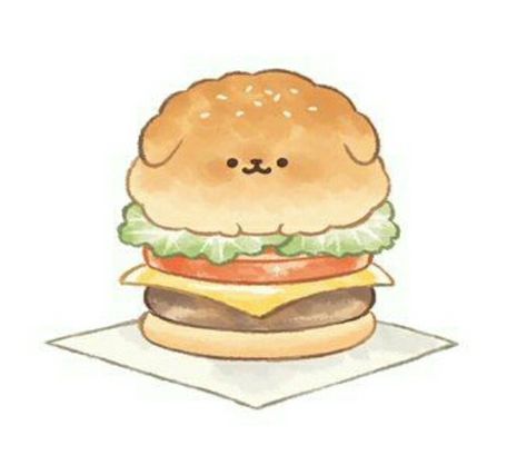 Dessert Animals Drawing, Burger Drawing, Cute Burger, Cute Cartoon Food, Bunny Artwork, Cute Dog Drawing, Chibi Sketch, Cute Wallpapers For Ipad, Food Illustration Art