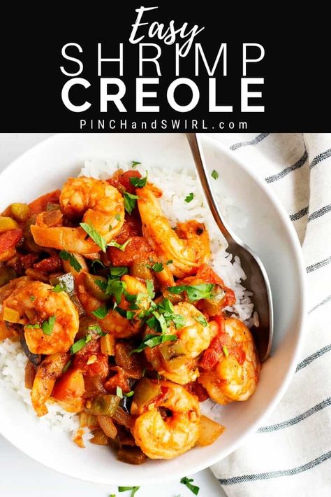 Make delicious Louisiana style Shrimp Creole in just 30 minutes with this easy recipe! A simple combination of buttery shrimp, zingy tomato based sauce that will have you feeling like you're in New Orleans! It's the best way to enjoy this healthy dish! #shrimpcreole #shrimpcreolerecipe #easyshrimpcreole Easy Shrimp Creole Recipe, Shrimp Creole Recipe Easy, Shrimp Creole Recipe, Creole Shrimp Recipes, Creole Shrimp, Buttery Shrimp, Creole Food, Shrimp Creole, Louisiana Style