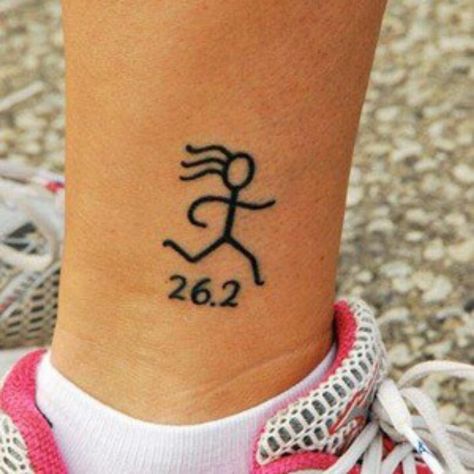 26.2 tattoo Running Tattoos, Marathon Tattoo, Running Tattoo, Running Girl, Runner Girl, Fitness Tattoos, 1 Tattoo, Wild Hair, Girl Running