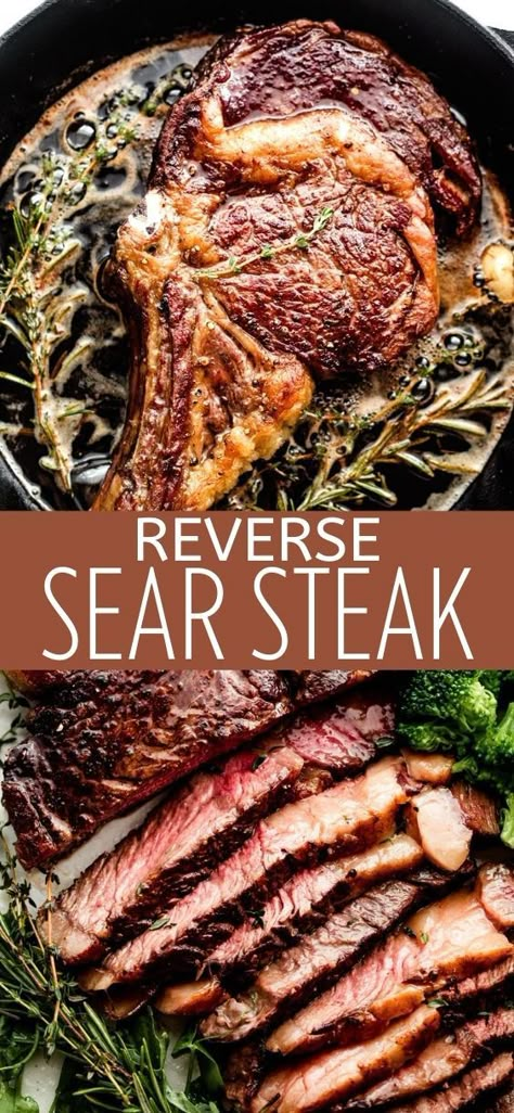 How To Reverse Sear A Steak, Reverse Seared Ribeye Steak, Seared Steak Finish In Oven, Reverse Sear T Bone Steak, Reverse Sear Ribeye Oven, Reverse Searing Steak, Reverse Seared Steak, Mary Berg Reverse Sear Steak, Reverse Sear Sirloin Steak