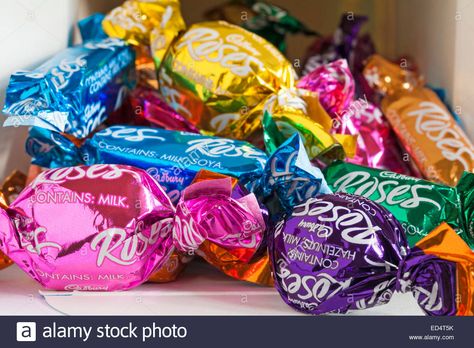 Download this stock image: Looking into opened box of Cadbury Roses chocolates - ED4T5K from Alamy's library of millions of high resolution stock photos, illustrations and vectors. Cadbury Roses, The Dave Clark Five, Chocolate Wrappers, Sugar Rush, Photo Look, Stock Images, Stock Photos