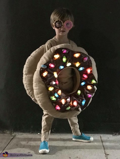 Diy Light Up Halloween Costumes, Chocolate Costume Diy, Costumes With Lights, Beltane Ideas, Chocolate Sprinkle Donut, Donut Halloween Costume, Lollipop Costume, Light Up Halloween Costumes, Donut Costume