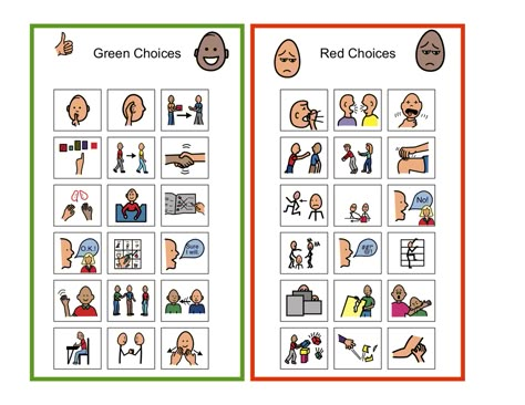 Green And Red Choices Printable, Red Choices And Green Choices Free, Red And Green Choices Free Printable, Good And Bad Behavior Pictures For Kids, Green Choices Red Choices Printable Free, Visual Cues For Behavior Free Printables, Expected And Unexpected Behaviors Free, Good Choices Bad Choices Free Printable, Red And Green Choices