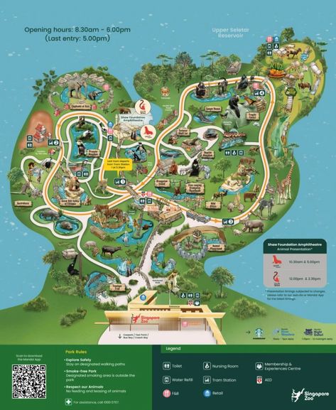 Singapore Zoo Map (2024 - 2022) | ThemeParkBrochures.net Zoo Map, Singapore Zoo, Printable Maps, Part Time, Hidden Gems, Home Theater, Singapore, Gems, Wonder