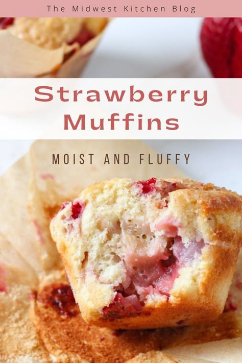 These bakery-style strawberry muffins are moist, sweet, and bursting with fresh strawberry flavor. Perfect for strawberry season or whenever you are craving a sweet snack, these homemade strawberry muffins are perfect with a hot cup of tea, as an easy breakfast, or as a quick snack for your kids! What To Do With Strawberries Recipes, Homemade Strawberry Muffins Easy, Small Batch Strawberry Muffins, Strawberry Muffin Recipes Easy, Old Strawberry Recipes, Cheese Muffins Recipes Easy, Strawberry Mini Muffins, Strawberry Recipes Easy Healthy, Strawberry Recipes Easy 3 Ingredients