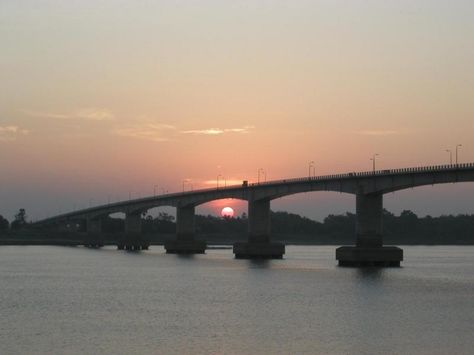 Sunrise, new bridge, Kampong Cham Kampong Cham, Vietnam Travel, Hanoi, Vietnam, Bridge, Travel, Quick Saves