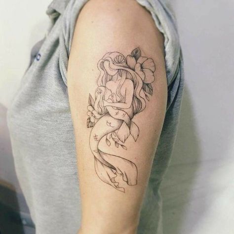 Baby Mermaid Tattoo, Mother And Child Tattoo, Breastfeeding Tattoos, Motherhood Tattoo, Mama Tattoos, Mutterschaft Tattoos, Child Tattoo, Tattoo Mother, Breastfeeding Tattoo