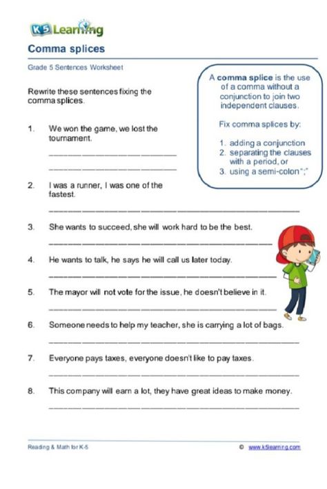 Comma Splice Examples, Comma Splice, Conjunctions Worksheet, Sentence Fragments, Inverted Commas, Punctuation Worksheets, Language Arts Worksheets, Early Science, Cursive Writing Worksheets