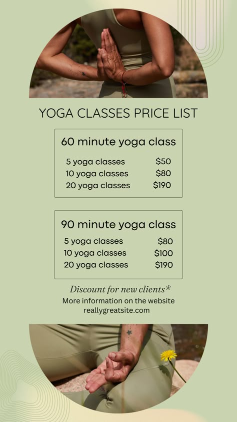 Pastel green minimalism photo yoga Studio price list instagram story,Free Canva template. It is easy to change the photo, the text for yourself. Yoga Design Graphic, Yoga Portfolio, Pilates Business, Yoga Poster Design, Yoga Template, Senior Yoga, Photo Yoga, Yoga Magazine, Magazine Design Cover