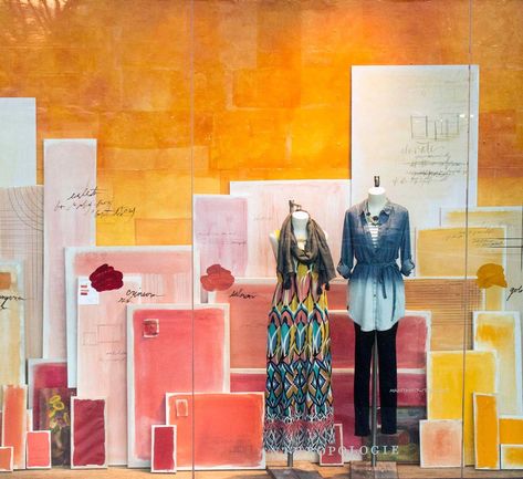 Behind the Design: Upcycled Displays Anthropologie Spring Window Display, Anthropologie Window Display, Spring Windows, Anthropologie Display, Anthropologie Art, Spring Window Display, Anthropologie Spring, Summer Window, Visual Merchandising Displays