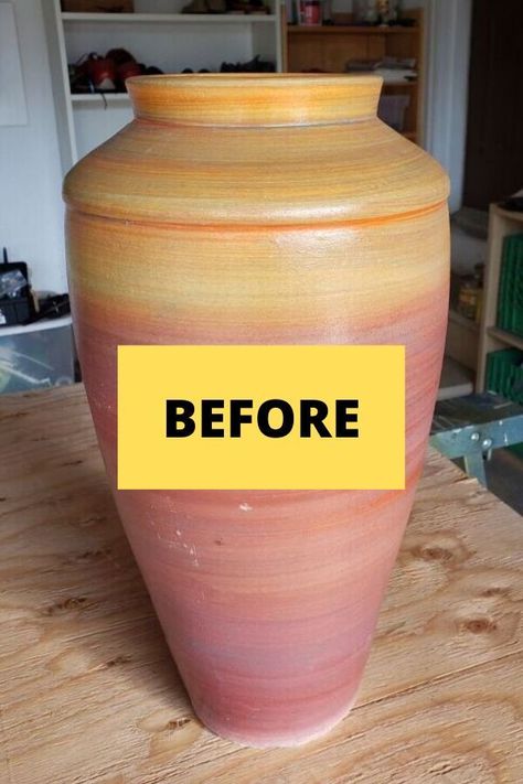 Large Vase Decorating Ideas, Large Floor Vase Decor, Vase Makeover Diy, Floor Vases Decor, Vase Makeover, Diy Painted Vases, Spray Paint Vases, Large Vases Decor, Decorate On A Budget