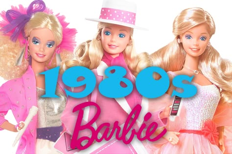 Barbies Throughout The Years, Barbie Dolls 1980s 90s, 1980 Barbie Dolls, Barbies From The 80s, Barbie Vintage Outfits, Barbie Iconic Looks, 80s Barbie Outfits, Vintage Barbie Accessories, 90s Barbie Outfits