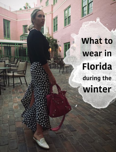 what to wear in florida during the winter - fall/winter shopping guide - Includes Mules, jackets, sweaters, and lightweight scarves. Get your Florida style guide for November, December, January, February and March here! What To Wear In Florida, Florida Winter Outfits, Florida Packing, Florida Winter, Winter In Florida, Florida Images, Florida Outfits, Campus Outfit, Jackets Sweaters