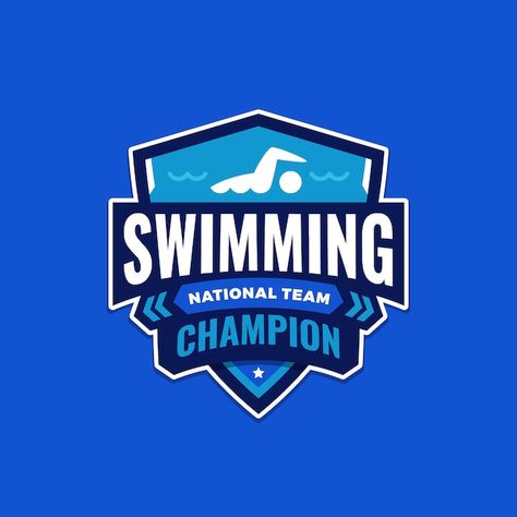 Swimming Club Logo Design, Swim Team Logo, Swimming Logo Design, Swim Logo, Swim Camp, Academy Logo, Badge Icon, Flat Logo, Swim Cap