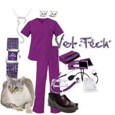 veterinary Technician cover photo - Google Search Vet Tech Outfit, Veterinarian Outfit, Vet Tech Aesthetic, Shinny Shoes, Vet Tech Scrubs, Purple Scrubs, Veterinary Nursing, Veterinarian Technician, Vet Scrubs