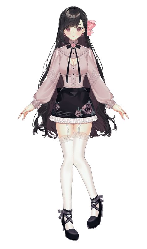 Media Tweets by Queen Nana 🌸 Check carrd for commissions! (@nana_illust) / Twitter 2d Outfit, Cute Anime Outfits, Girly Kei, Vtuber Model, Anime Reference, Anime Black Hair, Jirai Kei, Anime Black, Drawing Anime Clothes