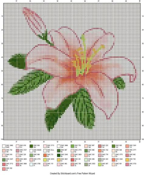 Alpha Pattern Bag Crochet, Lily Pixel Art, Flower Grid Pattern, Lily Cross Stitch Pattern, Lily Cross Stitch, Embroidery Pixel, Crochet Alpha Patterns, Pixel Grid Crochet, Crochet Grid Patterns