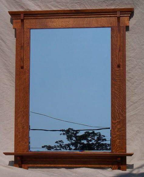 Entry With Mirror, Shower Bath Tile, Craftsman Bathroom Ideas, Craftsman Mirrors, Craftsman Frames, Ideas For Mirrors, Mirrors Wood, Arts And Crafts Interiors, Craftsman Bathroom