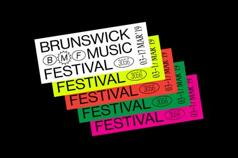 Brunswick Music Festival by Never Now and Rick Milovanovic — The Brand Identity Music Festival Branding, Festival Branding, Music Festival Logos, Visuell Identitet, Invite Design, Festival Logo, Music Festival Poster, Ticket Design, Event Branding