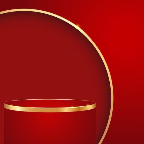 Red Podium Background, Podium Background, Stage Podium, Golden Line, Background For Photography, Product Photography, Red Background, Red Gold, Premium Vector