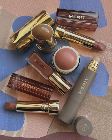 Merit Beauty Aesthetic, Merit Lipstick, Merit Makeup, Downtown Coquette, Sephora Wishlist, Merit Beauty, Too Faced Lipstick, Cream Bronzer, Minimalist Makeup