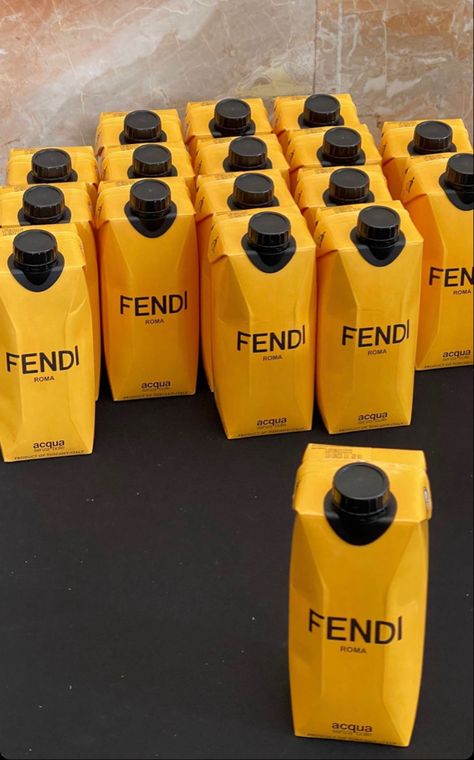 Brand Promotion Ideas, Fendi Aesthetic, Brand Activation Ideas, Business Launch Party, Yellow Packaging, Branded Water Bottle, Brand Pop, Experiential Marketing, Event Branding