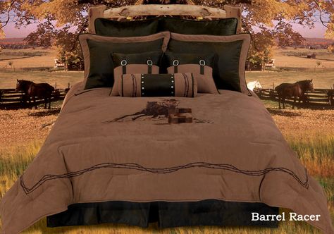 Barrel Racer Rustic Bedding Comforters, Racing Bedroom, Cowgirl Bedding, Horse Bedroom, Cowgirl Bedroom, Horse Room, Western Rooms, King Size Comforter Sets, Western Bedding