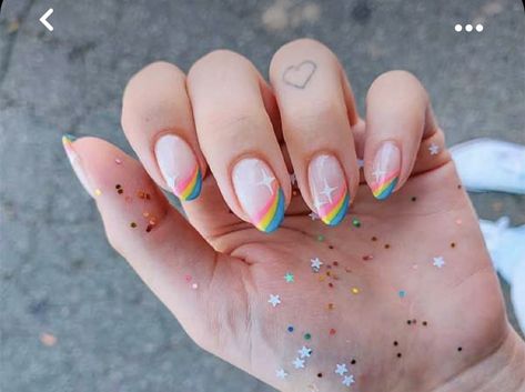 Modern French Manicure, French Manicure Ideas, Reverse French Manicure, Reverse French, Rainbow Nails Design, Gel French Manicure, Rainbow Nail, Manicure Designs, French Manicure Designs