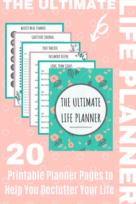 PRINTABLE PLANNERS & FREE DOWNLOADS » LADY DECLUTTERED Health And Fitness Planner, Ultimate Life Planner, Lady Decluttered, Assignment Planner, Password Keeper, Printable Downloads, Declutter Your Mind, Pay Bills, Declutter Your Life