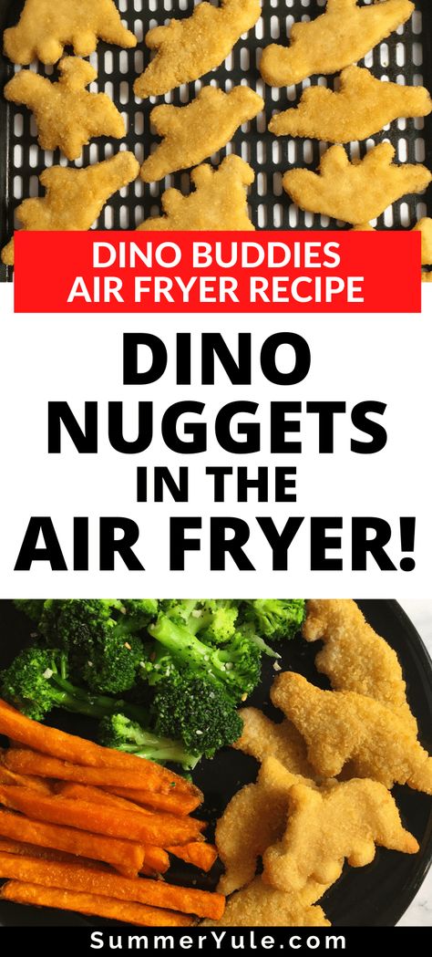 How long to cook dino nuggets in an air fryer? You can make air fryer Dino Buddies dinosaur chicken nuggets in only 10 minutes! You’ll learn how to make dino nuggets crispy in the air fryer with this easy air fryer recipe. Get the dino nuggets cook time, temp, instructions, nutrition, and much more. This recipe works with fun nuggets Tyson dino nuggets, Perdue Panko Breaded Dino Nuggets, Yummy Dino Buddies, and other dinosaur nuggets. #airfryer #dinonuggets #dinobuddies #kidfood #pickyeater Dino Nuggets Air Fryer, Homemade Dino Nuggets, Dinosaur Nuggets, Dino Chicken Nuggets, Dinosaur Chicken Nuggets, Frozen Chicken Nuggets, New Air Fryer Recipes, Family Dinner Night, Homemade Chicken Nuggets