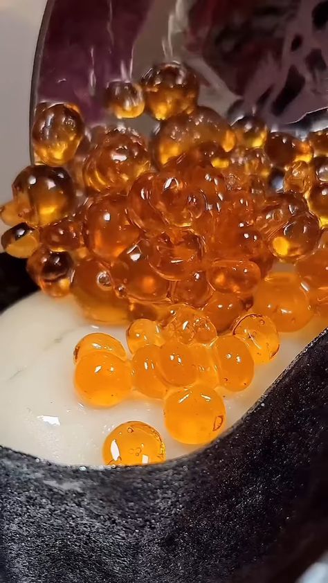 Gourmet Mentor Consulting | Honey Pearls! 🍯✨ Recipe Below 👇 Perfect for adding a gourmet touch to any dish 👨🏻‍🍳 ✅ Recipe: 1/3 cup water 1/2 cup honey 2 grams… | Instagram Honey Pearls, Food Dishes, Honey, Bee, Water, Quick Saves, Instagram