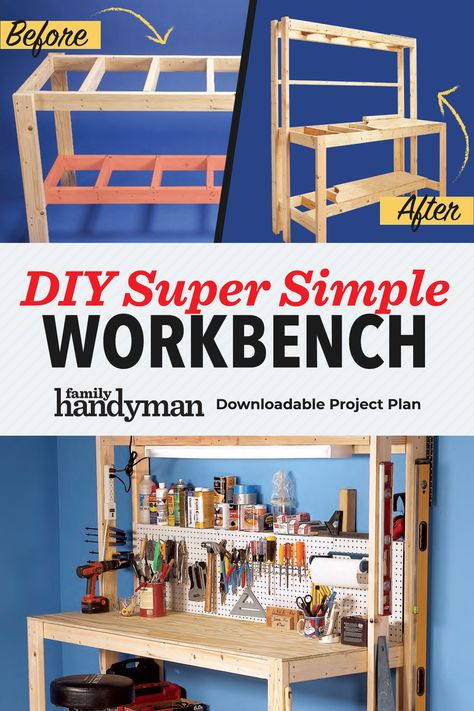 Diy Workbench Foldable, Diy Tool Bench Workbenches, Simple Workbench Plans Diy, Pallet Work Bench Diy Workbenches, How To Build A Workbench, Diy Tool Bench, Tablesaw Workbench, Work Bench Ideas, Pallet Work Bench