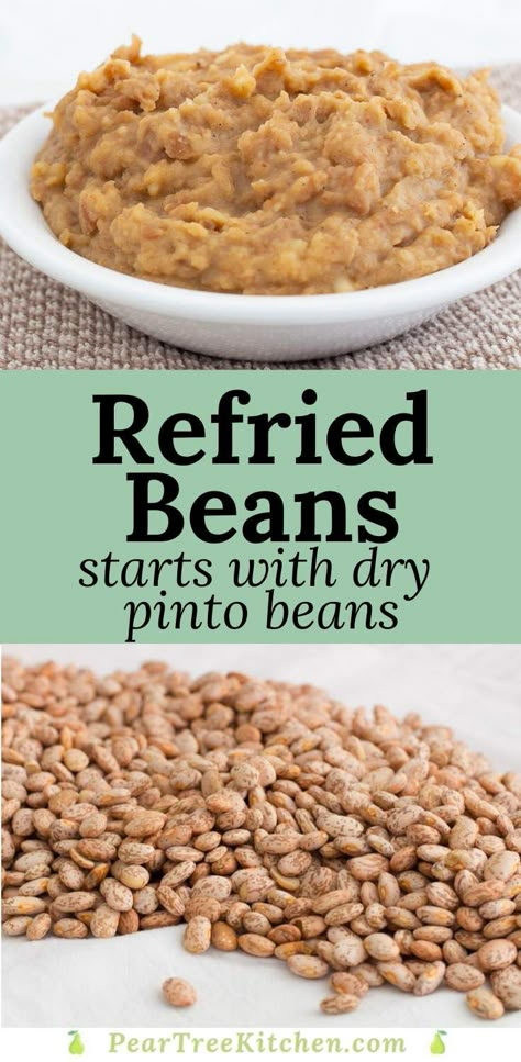 Refried Beans Recipe From Dried Beans, Easy Refried Beans Recipe Homemade, Homemade Refried Beans Recipe, Refried Beans From Dry Beans, Homemade Pinto Beans Mexican, How To Make Refried Beans From Pinto, How To Make Refried Beans Homemade, Mexican Refried Beans Recipe Authentic, Homemade Refried Beans Authentic