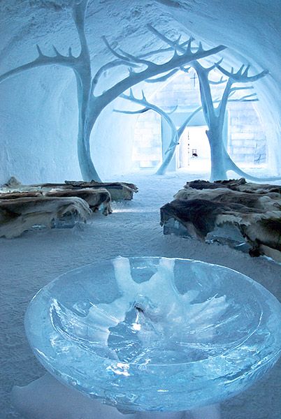 Ice Room Aesthetic, Fantasy Igloo, Arctic Bedroom, Arctic Aesthetic, Snow Hotel, Ice Hotel Sweden, Ice City, Ice Wedding, Swedish Lapland