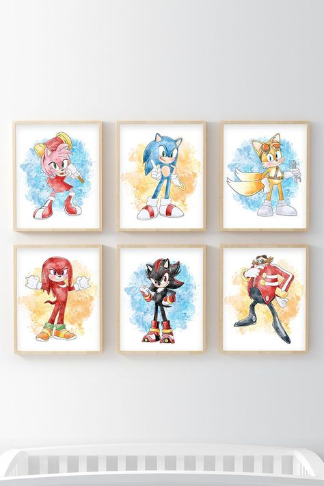 Sonic Kids Room Wall Art Sonic Hedgehog Bedroom Ideas, Sonic Wall Art, Sonic The Hedgehog Room Ideas Boys, Sonic The Hedgehog Room Ideas, Sonic Themed Bedroom, Sonic Room Ideas, Sonic Bedroom Ideas Kids Rooms, Sonic Room Ideas Boys, Sonic The Hedgehog Bedroom Ideas