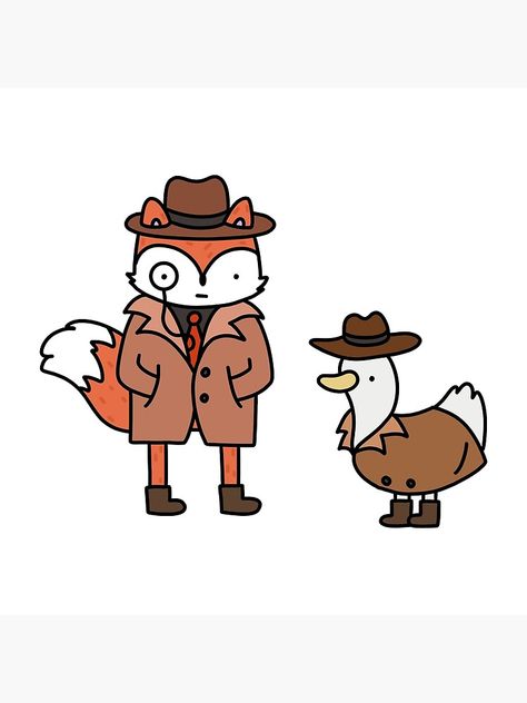 "Detective Duck And Fox" Poster for Sale by DoodliePeter Detective Doodle, Fox Poster, Poster Cute, Kawaii Things, Cute Design, White Board, Ducks, Art Boards, Cute Designs